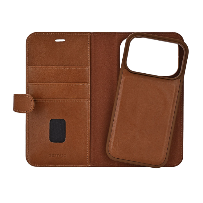 BUFFALO - BUFFALO iPhone 17 Pro Plånboksfodral MagSafe 2-i-1 3 Kort - Brun