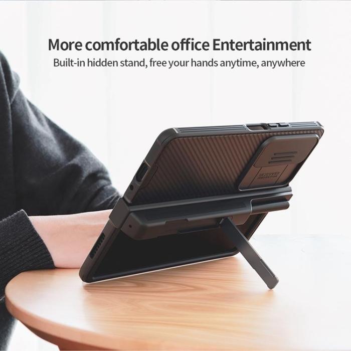 Nillkin - Nillkin Galaxy Z Fold 4 Skal CamShield Pro Kicksatand - Grön