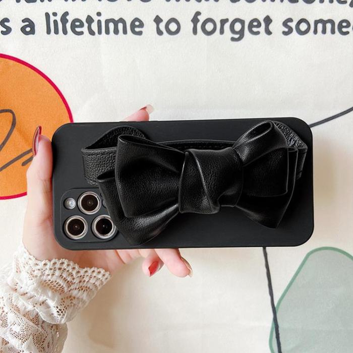 OEM - Bowknot Läderrem TPU Skal iPhone 13 - Svart