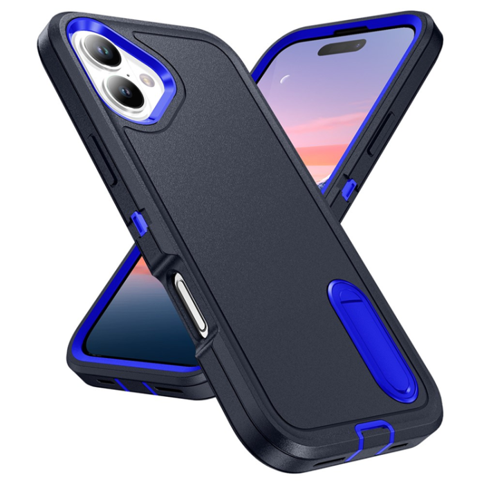 A-One Brand - iPhone 17 Mobilskal Kickstand Silikon - Mörkblå/Sapphire