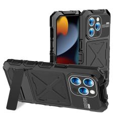 R-JUST - R-JUST Mobilskal till iPhone 15 Pro Fallskydd Silikon+Metal Svart