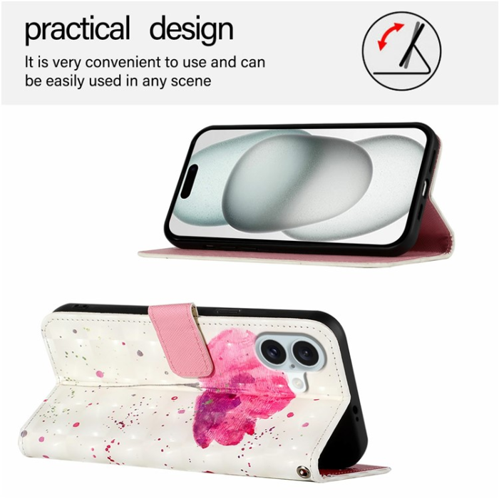 A-One Brand - iPhone 16 Plus Plånboksfodral Printing Pattern Med Rem