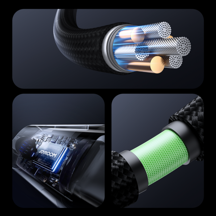 Joyroom - Joyroom USB-C - USB-C kabel 100W 1.2m med Display - Svart