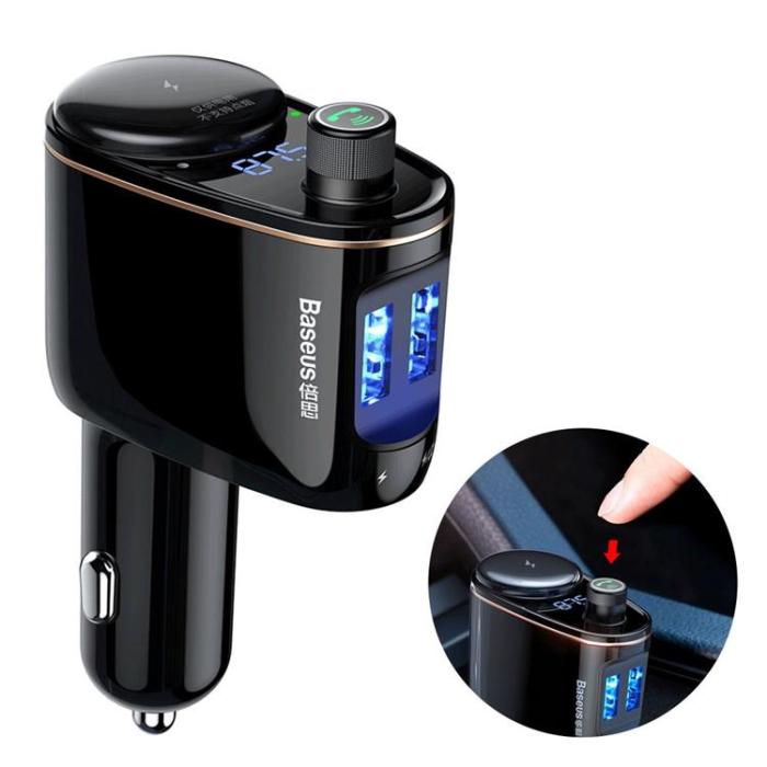UTGATT - Baseus Billaddare 2x USB Till Bluetooth FM Sändare - Svart