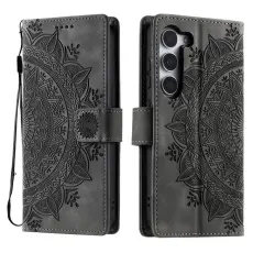 OEM - Samsung Galaxy S26 Pl&aring;nboksfodral Impr&auml;gnat Konstl&auml;der - Gr&aring;