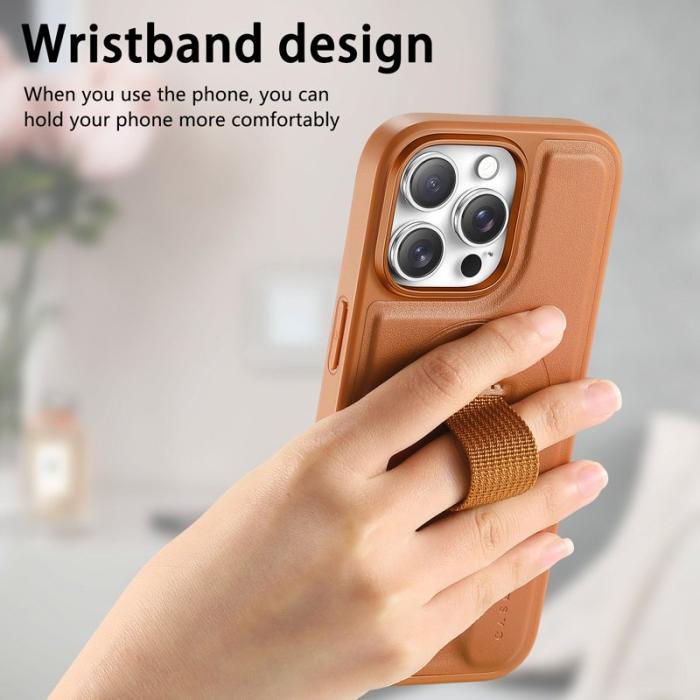 CASENEO - CASENEO iPhone 15 Pro Fodral KonstLäder - Chockskydd - Brun