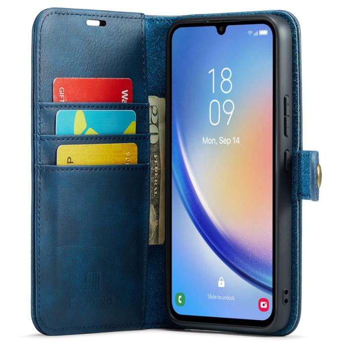 DG.MING - DG.MING Galaxy A34 5G Äkta Läder Plånboksfodral Detachable Magnet Blå