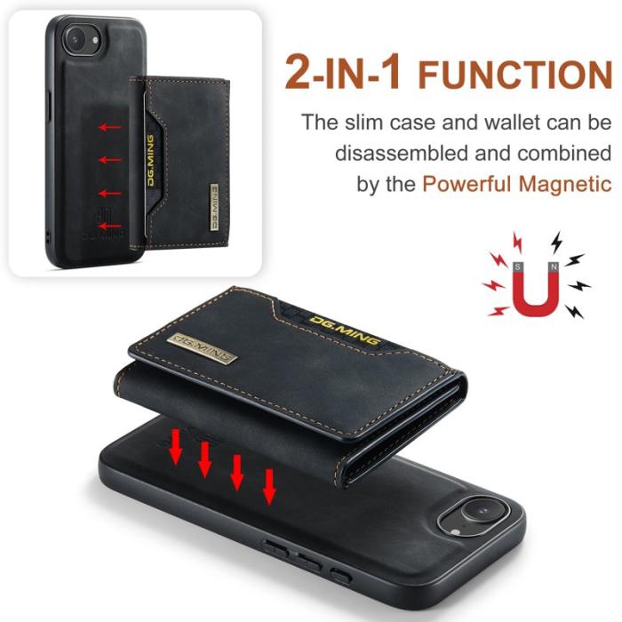 DG.MING - DG.MING M2 Series Mobilskal till iPhone 16e PU + PC + TPU - Svart