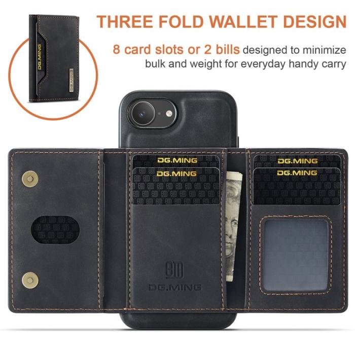 DG.MING - DG.MING M2 Series Mobilskal till iPhone 16e PU + PC + TPU - Svart