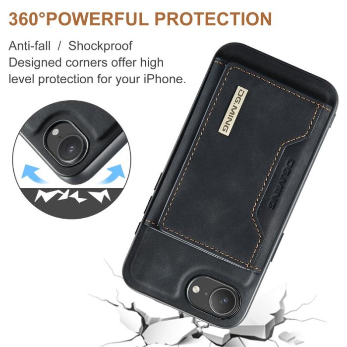 DG.MING - DG.MING M2 Series Mobilskal till iPhone 16e PU + PC + TPU - Svart