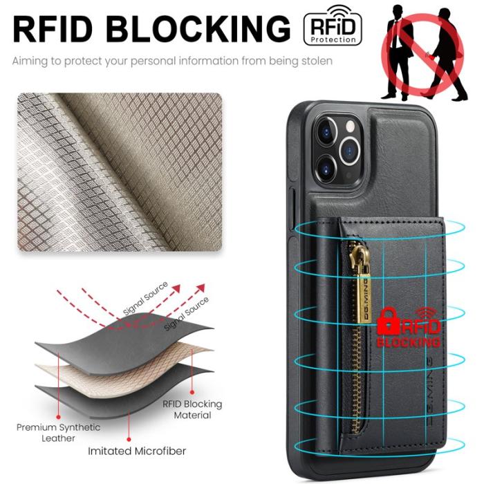 DG.MING - DG.MING M5 Series iPhone 11 Pro Max Plånboksfodral Konstläder - Svart