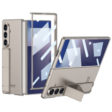 GKK - Galaxy Z Fold 7 Mobilskal Kickstativ Med Härdat glas - Titangrå