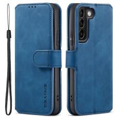 DG.MING - DG.MING Retro Style Konstl&auml;der Pl&aring;nboksfodral f&ouml;r Samsung Galaxy S22 5G - Bl&aring;