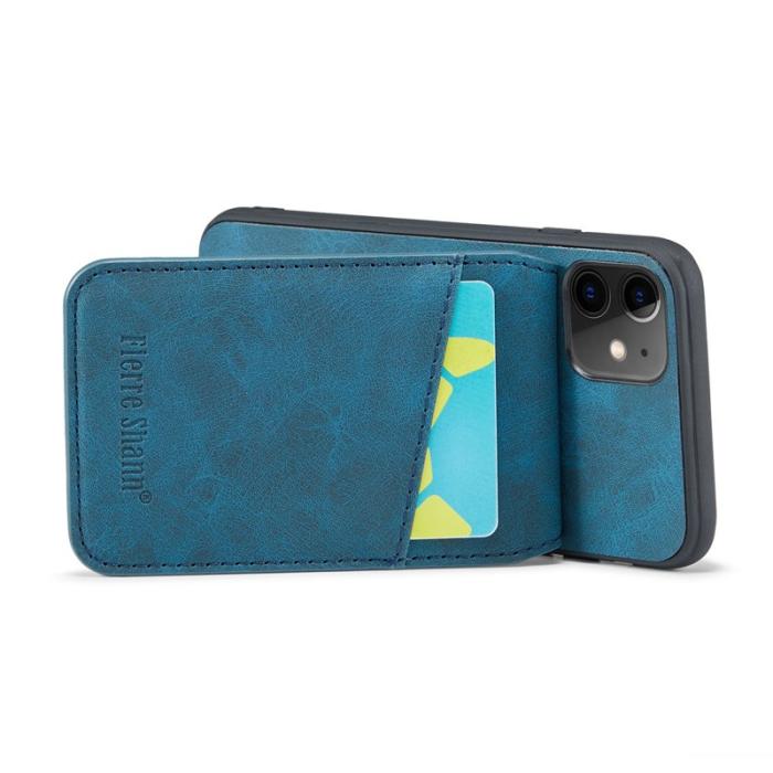 FIERRE SHANN - FIERRE SHANN iPhone 11 Kickstand Fodral KonstLäder - Blå