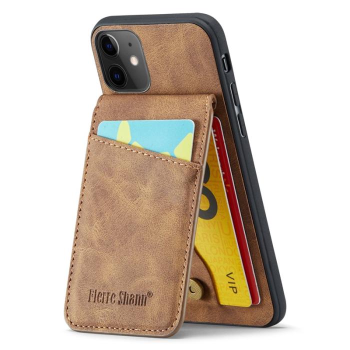 FIERRE SHANN - FIERRE SHANN iPhone 11 Kickstand Fodral KonstLäder - Brun