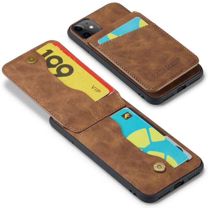FIERRE SHANN - FIERRE SHANN iPhone 11 Kickstand Fodral KonstLäder - Brun