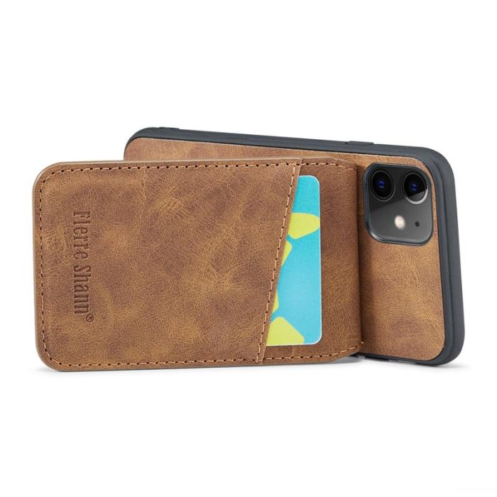 FIERRE SHANN - FIERRE SHANN iPhone 11 Kickstand Fodral KonstLäder - Brun