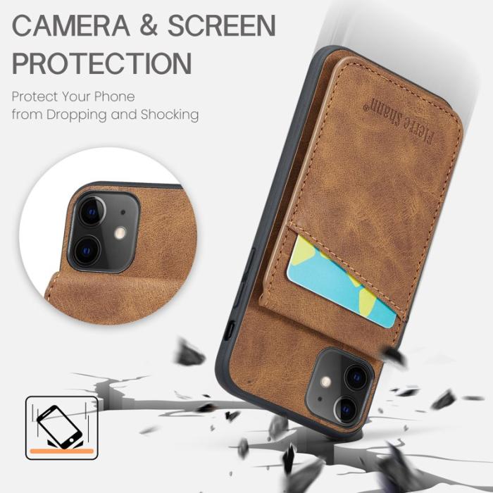 FIERRE SHANN - FIERRE SHANN iPhone 11 Kickstand Fodral KonstLäder - Brun