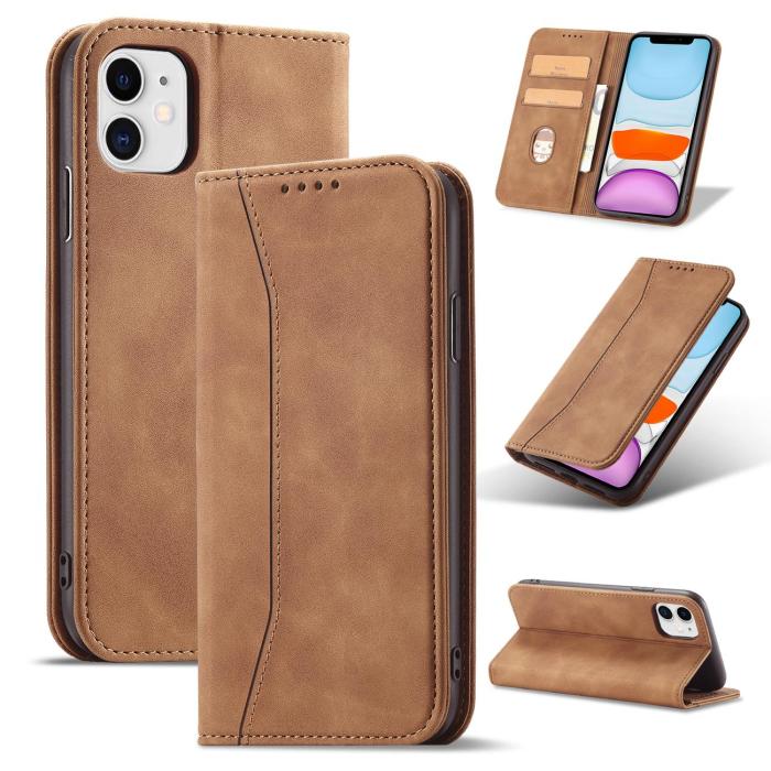 OEM - Magnet Fancy iPhone 12 Plånboksfodral - Brun