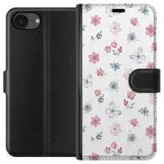 Gustaf - Pl&aring;nboksfodral till Apple iPhone 16e med Blommor och fj&auml;rillar