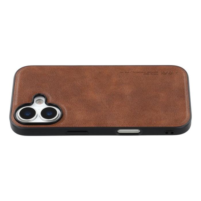 X-Level - X-LEVEL Bojue-3 Mobilskal till iPhone 17 Läderbelagd PC+TPU - Brun