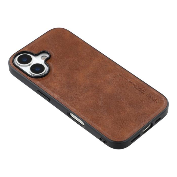 X-Level - X-LEVEL Bojue-3 Mobilskal till iPhone 17 Läderbelagd PC+TPU - Brun