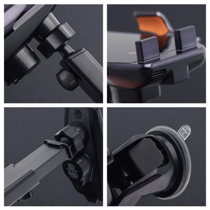 Forcell - Forcell Bilhållare till Luftventil med 15W Trådlös Laddning HS6 - Svart