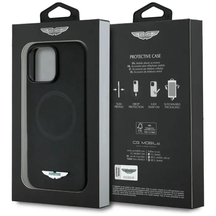 Aston Martin - Aston Martin iPhone 16 Pro Mobilskal MagSafe HC FW Logo - Svart