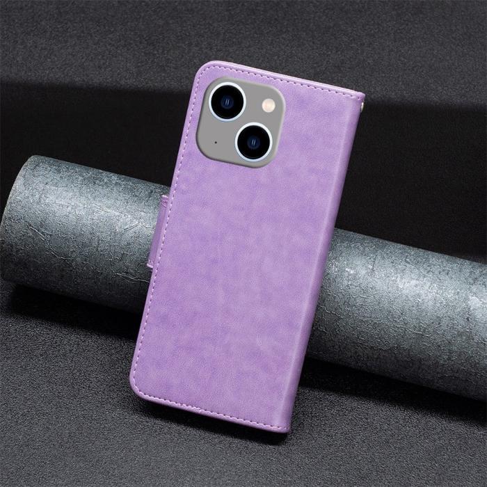 OEM - iPhone 14 Plus Plånboksfodral Butterfly Imprinted - Lila