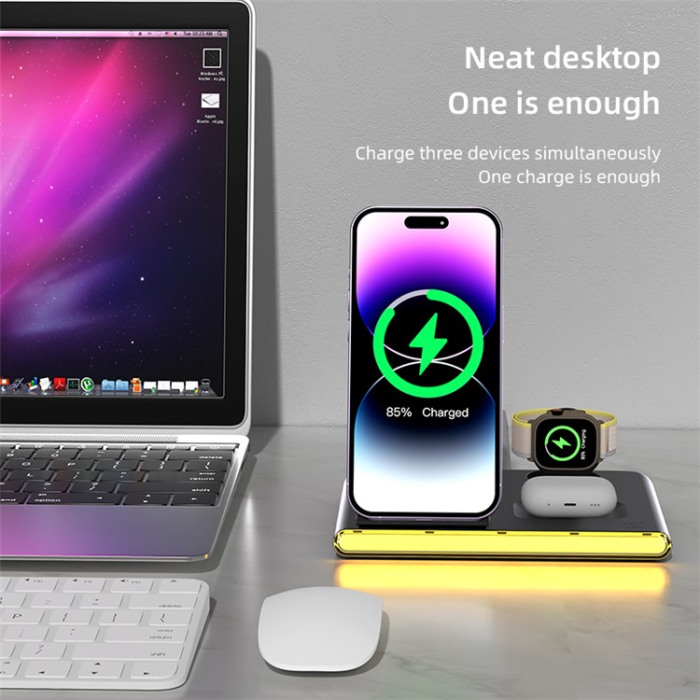 OEM - Trådlös Laddare iPhone, Airpods, Apple/Galaxy Watch C27 - Vit