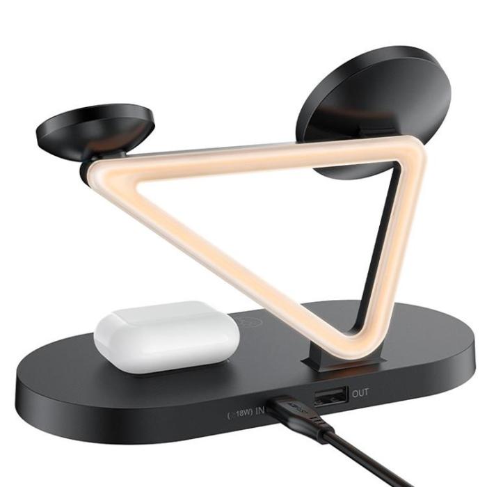 Acefast - Acefast 3-in-1 Trådlös Laddare MagSafe Qi 15W iPhone Watch Apple AirPods - Svart