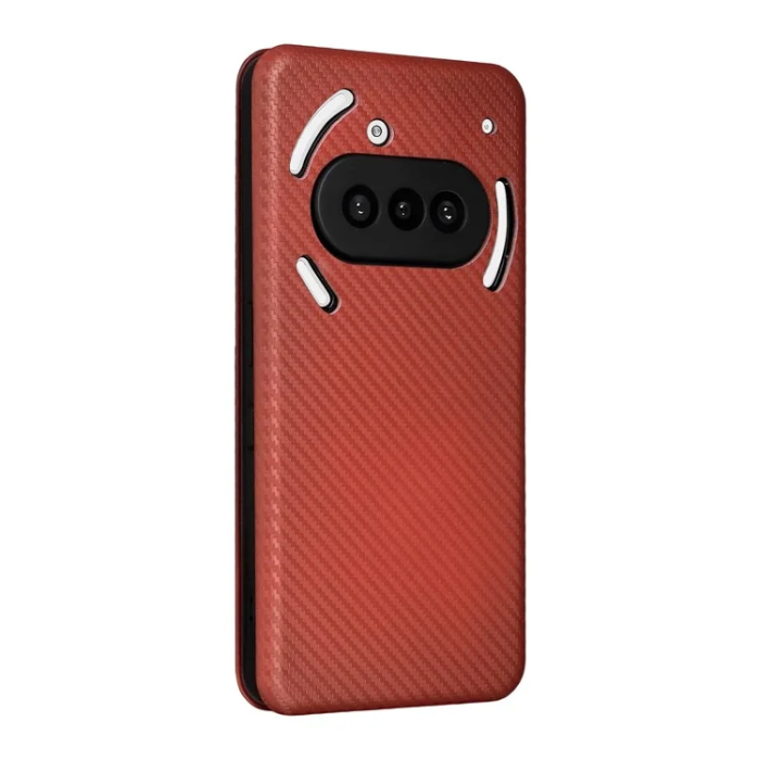 A-One Brand - Nothing Phone (3a) Plånboksfodral Läder Carbon Fiber - Brun