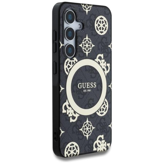 Guess - Guess Galaxy S25 Mobilskal MagSafe Guld Electroplated Peony - Svart