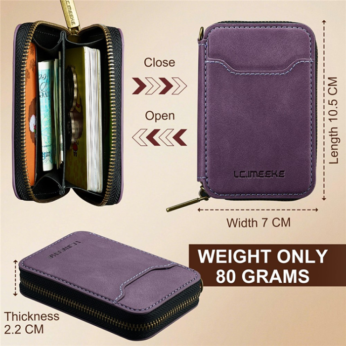 LC.imeeke - LC.IMEEKE Magsafe Korthållare L6 Zipper RFID Blocking - Lila