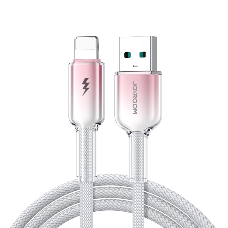 Joyroom S-A42 USB-A - Lightning 3A 1.2m Kabel Crystal-Clear Series - Vit | 3541 | AlltMobil