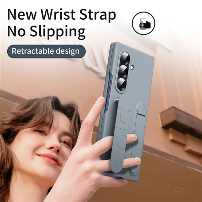 A-One Brand - Galaxy Z Fold7 5G Mobilskal Kickstand Armband PC Silicone - Grå