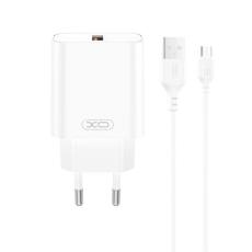 XO - XO Väggladdare USB-A 18W QC Med USB-C Kabel - Vit