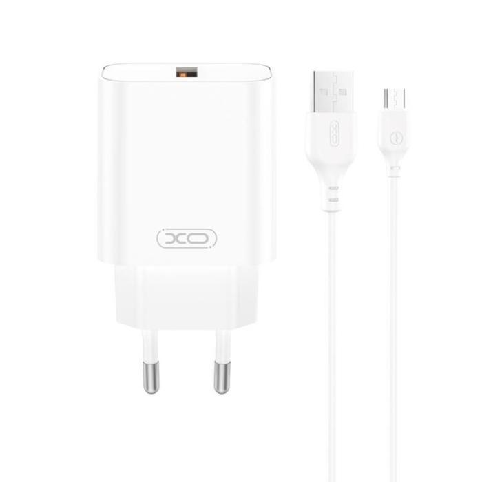 XO - XO Väggladdare USB-A 18W QC Med USB-C Kabel - Vit