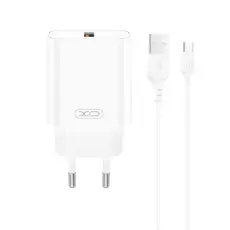 XO - XO Väggladdare USB-A 18W QC Med USB-C Kabel - Vit