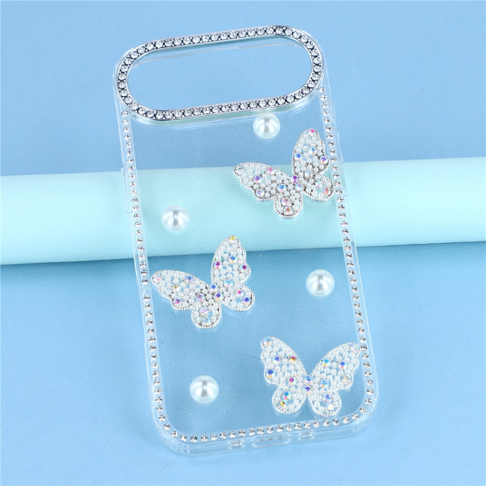 A-One Brand - iPhone Air Mobilskal Rhinestone Edge Pearl Butterfly