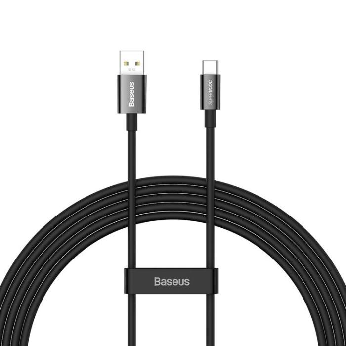 BASEUS - Baseus Superior SUPERVOOC USB-C till USB-A kabel 65W 1m - Svart