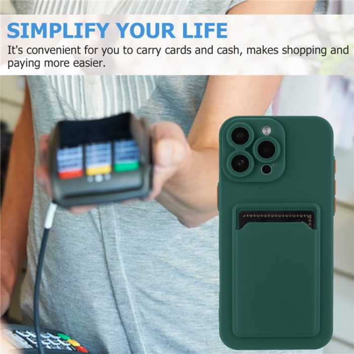 A-One Brand - iPhone 16 Pro Max Mobilskal Korthållare TPU - Midnattsgrön
