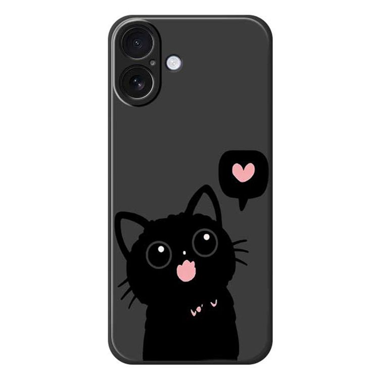 iPhone 17 Mobilskal Love Black Cat Pattern - Svart | 2353 | AlltMobil