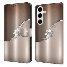 OEM - Samsung Galaxy S26 Pl&aring;nboksfodral Magnetisk 3D M&ouml;nster Konstl&auml;der Silver Blomma