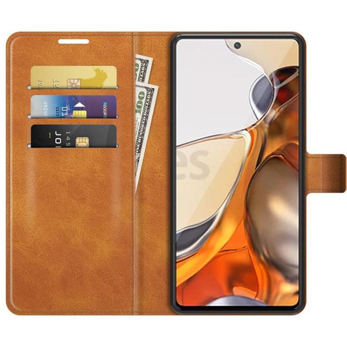 A-One Brand - Folio Flip Läder Fodral Xiaomi 11T / 11T Pro - Ljusbrun