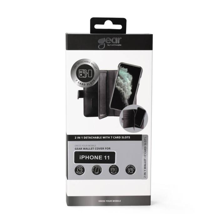 GEAR - GEAR Mobilfodral Svart 7 Kortfack iPhone 11 2in1 Magnetskal