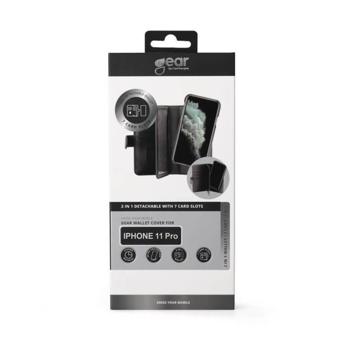 GEAR - GEAR Mobilfodral Svart 7 Kortfack iPhone 11 Pro 2in1 Magnetskal