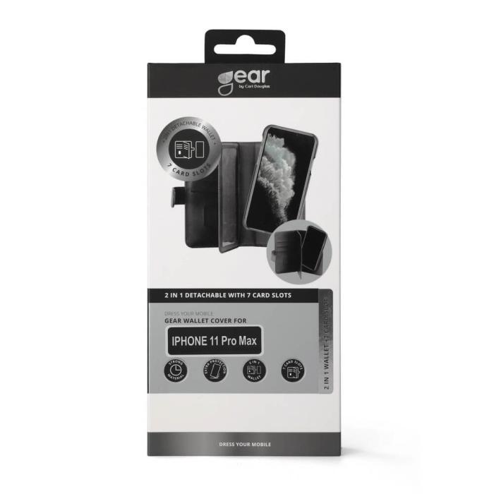 GEAR - GEAR Mobilfodral Svart 7 Kortfack iPhone 11 Pro Max 2in1 Magnetskal
