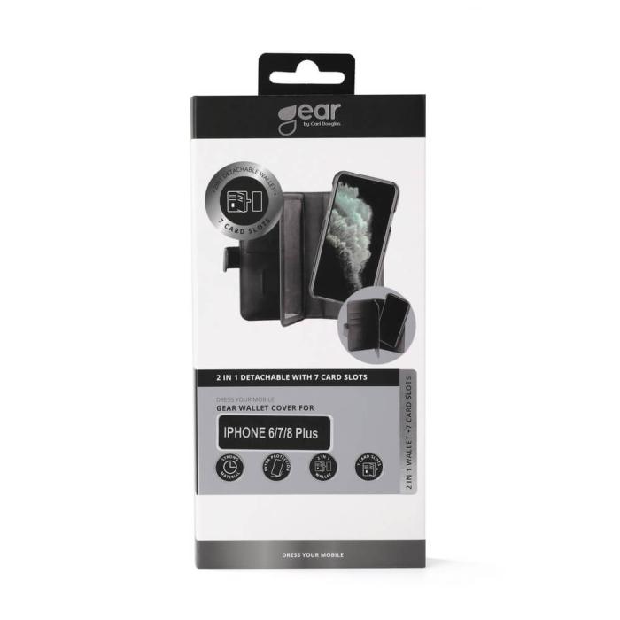 GEAR - GEAR Mobilfodral Svart 7 Kortfack iPhone 6/7/8 Plus 2in1 Magnetskal