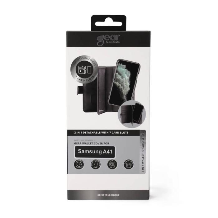 GEAR - GEAR Mobilfodral Svart 7 Kortfack Samsung A41 2in1 Magnetskal